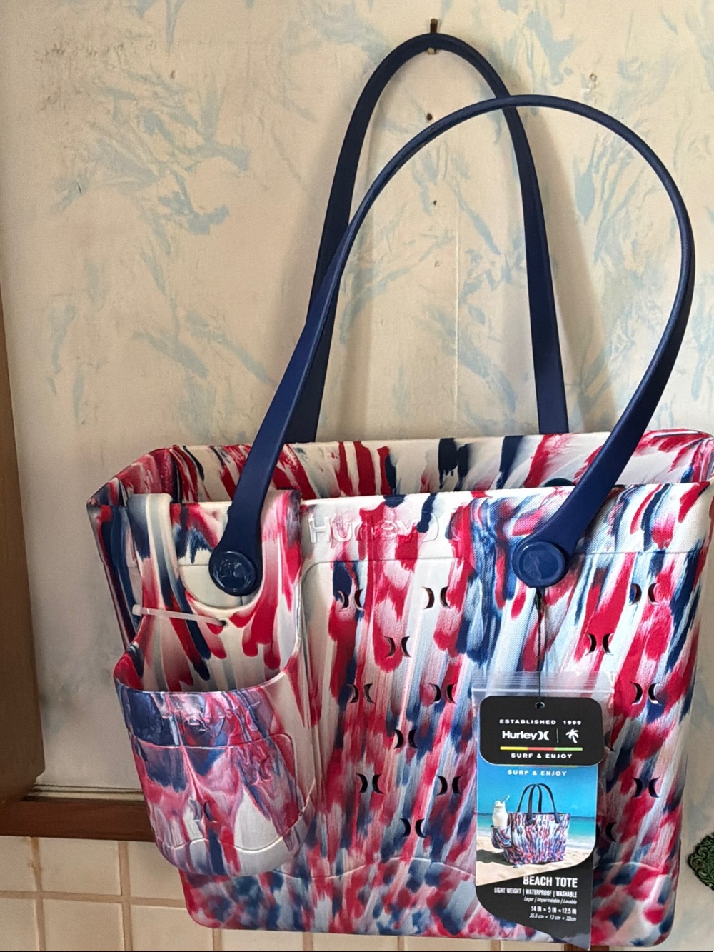 Hurley Multicolor Red White Navy Blue Tote